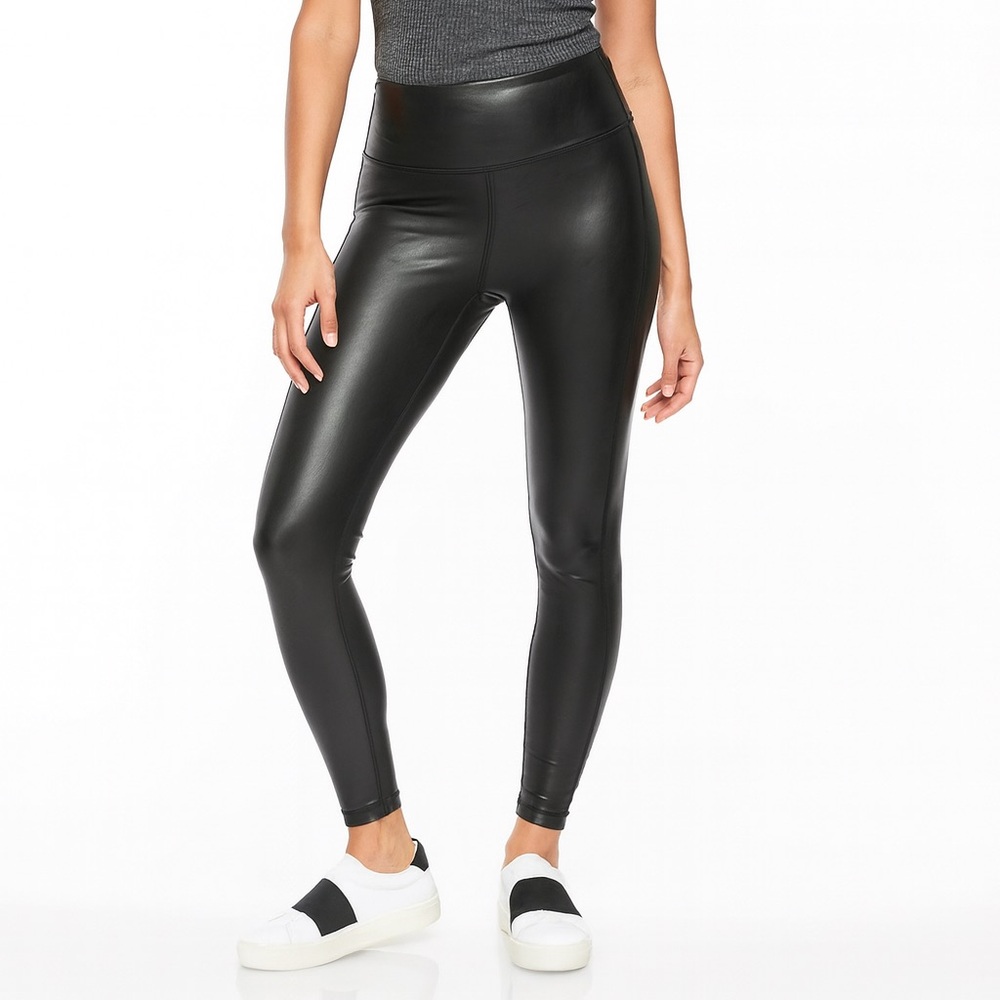 Athleta All‎ Over Gleam Tight Vegan Leather Pants Black Size XS Cropped